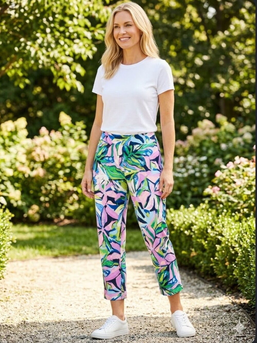 Zac & Rachel The Ultimate Fit Ankle Pants In Watercolor Floral XL NWT
